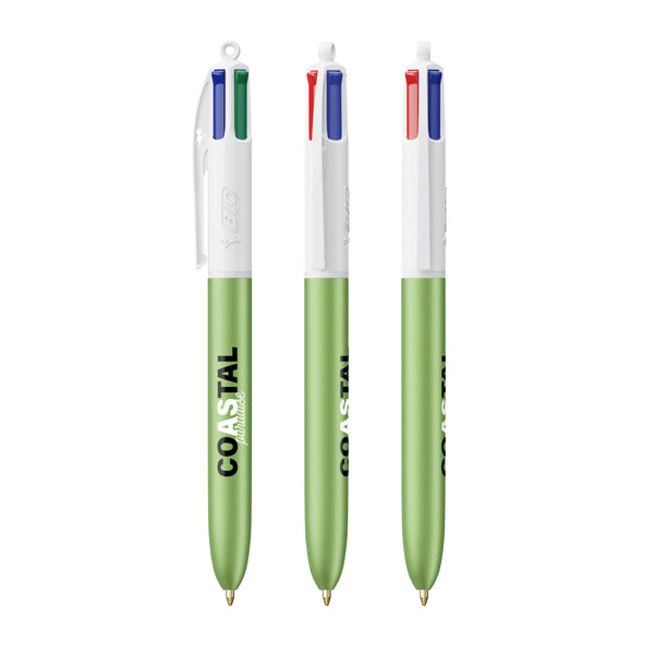 BIC® 4 Colours® Glacé personalizzata — Green Glacé - Bianco (esempio di personalizzazione)