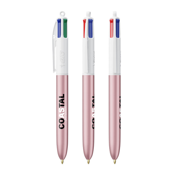 BIC® 4 Colours® Glacé personalizzata — Glacé rosa - bianco (esempio di personalizzazione)