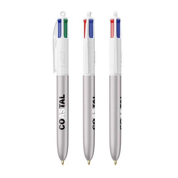 BIC® 4 Colours® Glacé personalizzata — Glacé d'argento - bianco (esempio di personalizzazione)