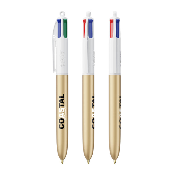 BIC® 4 Colours® Glacé personalizzata — Gold Glacé - Bianco (esempio di personalizzazione)