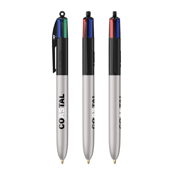 BIC® 4 Colours® Glacé personalizzata — Nero - Glacé d'argento (esempio di personalizzazione)