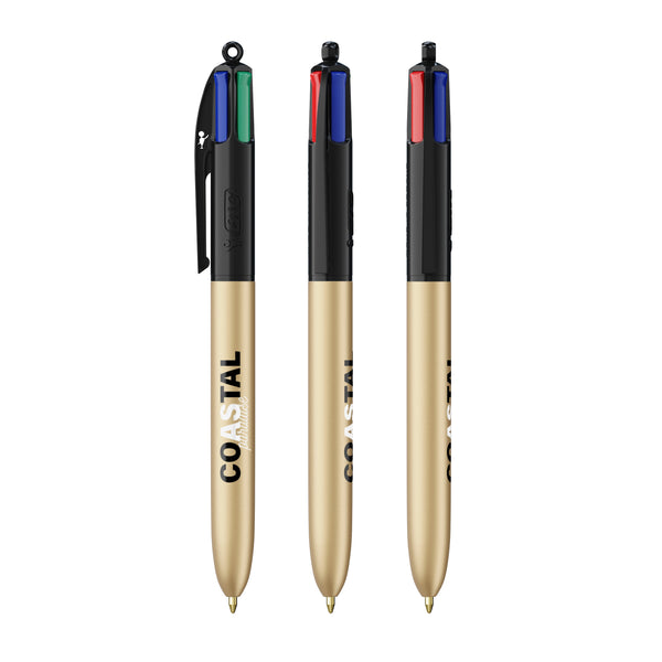 BIC® 4 Colours® Glacé personalizzata — Nero - glacé d'oro (esempio di personalizzazione)