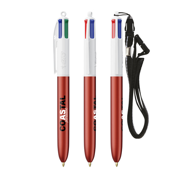 BIC® 4 Colours® Glacé con laccetto personalizzata — Glacé rosso - bianco (esempio di personalizzazione)