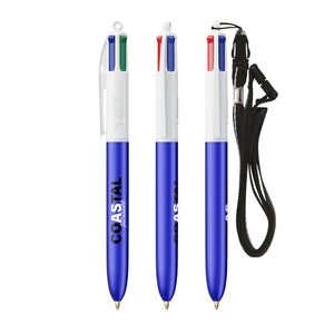 BIC® 4 Colours® Glacé con laccetto personalizzata — Glacé blu - bianco (esempio di personalizzazione)