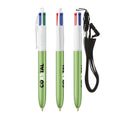 BIC® 4 Colours® Glacé con laccetto personalizzata — Green Glacé - Bianco (esempio di personalizzazione)