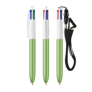 BIC® 4 Colours® Glacé con laccetto personalizzata — Green Glacé - Bianco