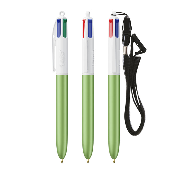 BIC® 4 Colours® Glacé con laccetto personalizzata — Green Glacé - Bianco