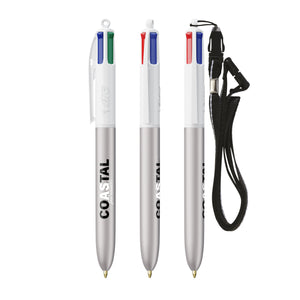 BIC® 4 Colours® Glacé con laccetto personalizzata — Glacé d'argento - bianco (esempio di personalizzazione)