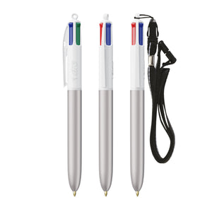 BIC® 4 Colours® Glacé con laccetto personalizzata — Glacé d'argento - bianco