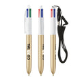 BIC® 4 Colours® Glacé con laccetto personalizzata — Gold Glacé - Bianco (esempio di personalizzazione)
