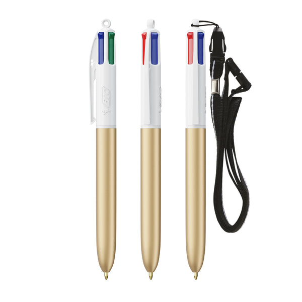 BIC® 4 Colours® Glacé con laccetto personalizzata — Gold Glacé - Bianco