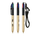 BIC® 4 Colours® Glacé con laccetto personalizzata — Nero - glacé d'oro (esempio di personalizzazione)