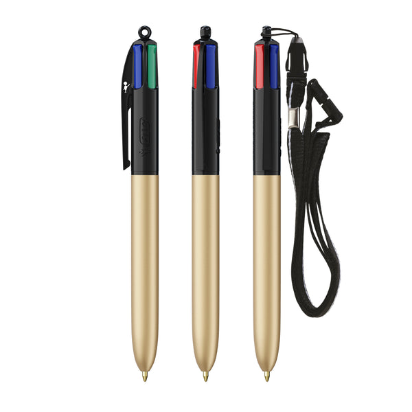BIC® 4 Colours® Glacé con laccetto personalizzata — Nero - glacé d'oro