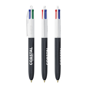 BIC® 4 Colours® Wood Style personalizzata — Bianco - legno nero (esempio di personalizzazione)