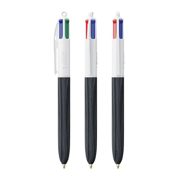 BIC® 4 Colours® Wood Style personalizzata — Bianco - legno nero