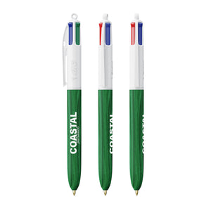 BIC® 4 Colours® Wood Style personalizzata — Bianco - legno verde (esempio di personalizzazione)