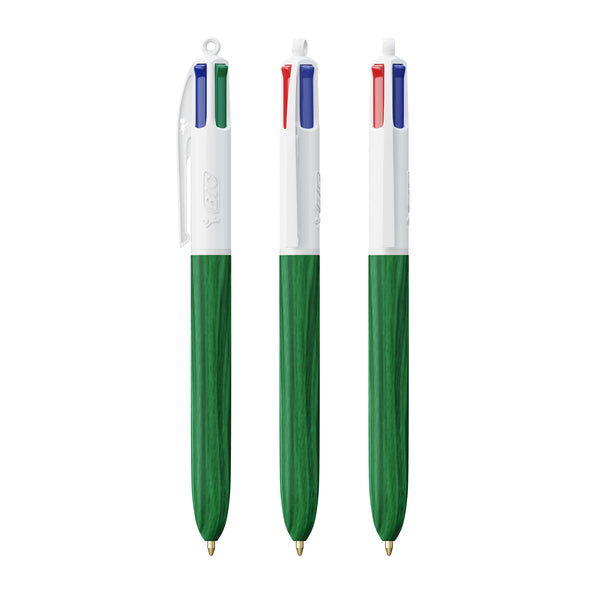 BIC® 4 Colours® Wood Style personalizzata — Bianco - legno verde