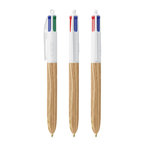 BIC® 4 Colours® Wood Style personalizzata — Bianco - legno naturale