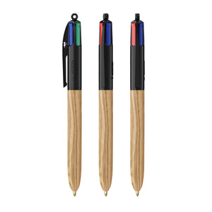 BIC® 4 Colours® Wood Style personalizzata — Nero - legno naturale