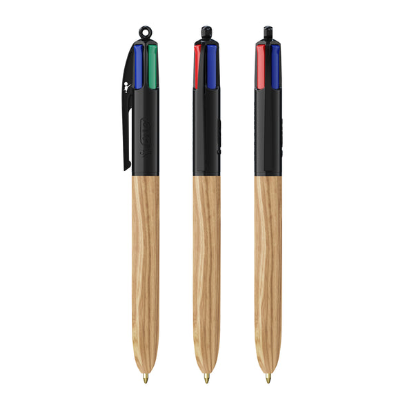 BIC® 4 Colours® Wood Style personalizzata — Nero - legno naturale