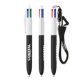 BIC® 4 Colours® Soft con laccetto personalizzata — Bianco - nero morbido (esempio di personalizzazione)