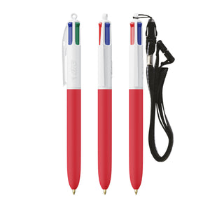 BIC® 4 Colours® Soft con laccetto personalizzata — Bianco - rosso morbido