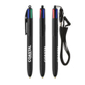 BIC® 4 Colours® Soft con laccetto personalizzata — Nero morbido (esempio di personalizzazione)