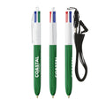 BIC® 4 Colours® Wood Style con laccetto personalizzata — Bianco - legno verde (esempio di personalizzazione)