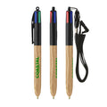 BIC® 4 Colours® Wood Style con laccetto personalizzata — Nero - legno naturale (esempio di personalizzazione)