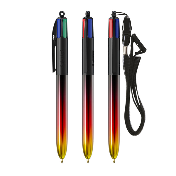 BIC® 4 Colours® Flags Collection con laccetto personalizzata — Nero - Nero - Rosso - Giallo