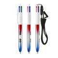 BIC® 4 Colours® Flags Collection con laccetto personalizzata — Rosso - argento - blu (esempio di personalizzazione)