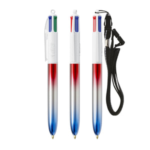 BIC® 4 Colours® Flags Collection con laccetto personalizzata — Rosso - argento - blu