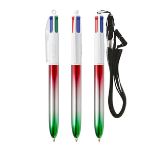 BIC® 4 Colours® Flags Collection con laccetto personalizzata — verde - argento - Rosso