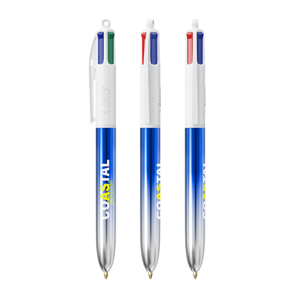 BIC® 4 Colours® Bicolor personalizzata — Blu/Argento (esempio di personalizzazione)