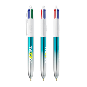 BIC® 4 Colours® Bicolor personalizzata — Turchese/Argento (esempio di personalizzazione)