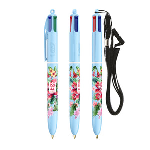 BIC® 4 Colours® Pastel con laccetto personalizzata — Azzurro Pastel (esempio di personalizzazione)