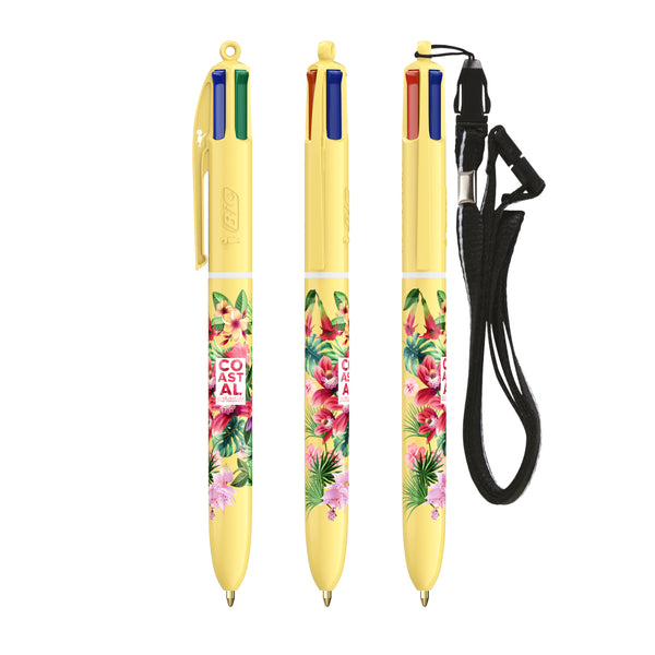 BIC® 4 Colours® Pastel con laccetto personalizzata — Giallo Pastello (esempio di personalizzazione)