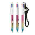 BIC® 4 Colours® Gradient con laccetto personalizzata — Rosa/Giallo/Turchese (esempio di personalizzazione)
