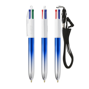 BIC® 4 Colours® Bicolor con laccetto personalizzata — Blu/Argento