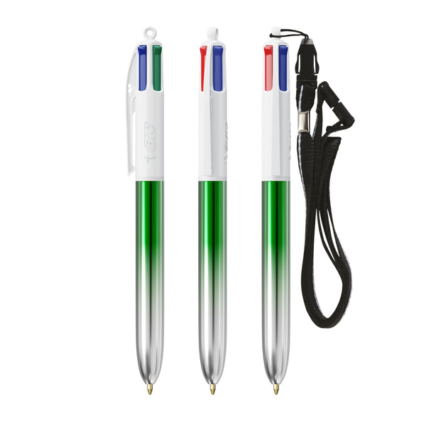 BIC® 4 Colours® Bicolor con laccetto personalizzata — Verde/Argento