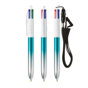 BIC® 4 Colours® Bicolor con laccetto personalizzata — Turchese/Argento