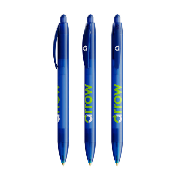 BIC® Wide Body personalizzata — Blu Scuro Frosted / Inchiostro Blu (esempio di personalizzazione)
