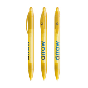 BIC® Wide Body personalizzata — Giallo Frosted / Inchiostro Blu (esempio di personalizzazione)