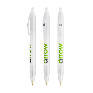 BIC® Wide Body personalizzata — Bianco Frosted / Inchiostro Blu (esempio di personalizzazione)