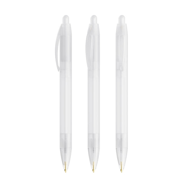 BIC® Wide Body personalizzata — Bianco Frosted / Inchiostro Blu