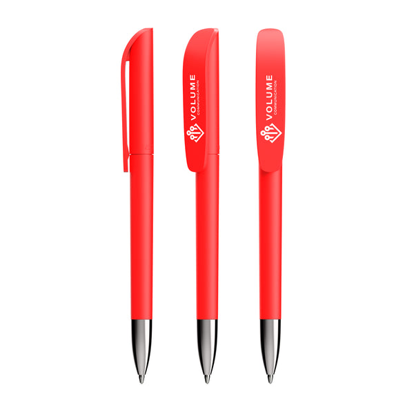 BIC® Super Clip Soft Advance personalizzata — Rosso morbido / Inchiostro Nero (esempio di personalizzazione)
