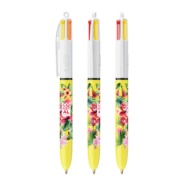 BIC® 4 Colours® Sun personalizzata — Bianco/Giallo (esempio di personalizzazione)