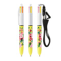 BIC® 4 Colours® Sun con laccetto personalizzata — Bianco/Giallo (esempio di personalizzazione)