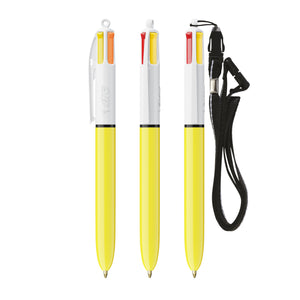 BIC® 4 Colours® Sun con laccetto personalizzata — Bianco/Giallo