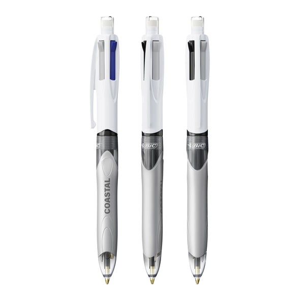 BIC® 4 Colours® 3+1Hb personalizzata — Bianco/Grigio (esempio di personalizzazione)